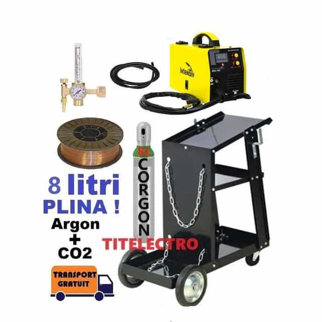 Aparat sudura MIG 160i + butelie argon CO2 + ceas + sarma + carucior
