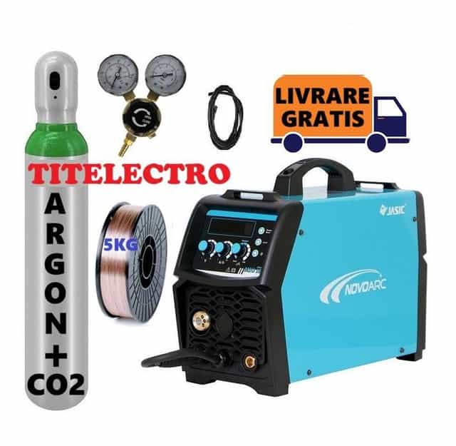 Aparat sudura Novo Mig 180 Jasic + tub 8L PLIN corgon + ceas + sarma