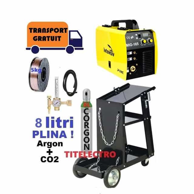 Aparat sudura cu sarma Mig 165 Intensiv, pachet cu butelie si carucior