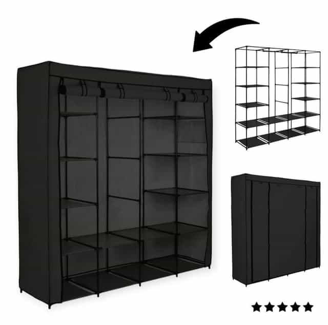 POJEMNA Szafa Na Ubrania Metal Czarna Garderoba XXL WYSYŁKA 24H!