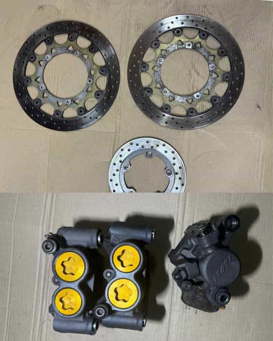 Tarcze hamulcowe zaciski zbiorniczek sety yamaha r1 rn12 04-06