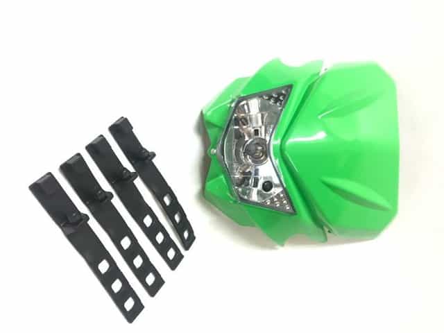 Reflektor Lampa Przednia Przód Enduro Cross Zielona Kawasaki KX KXF