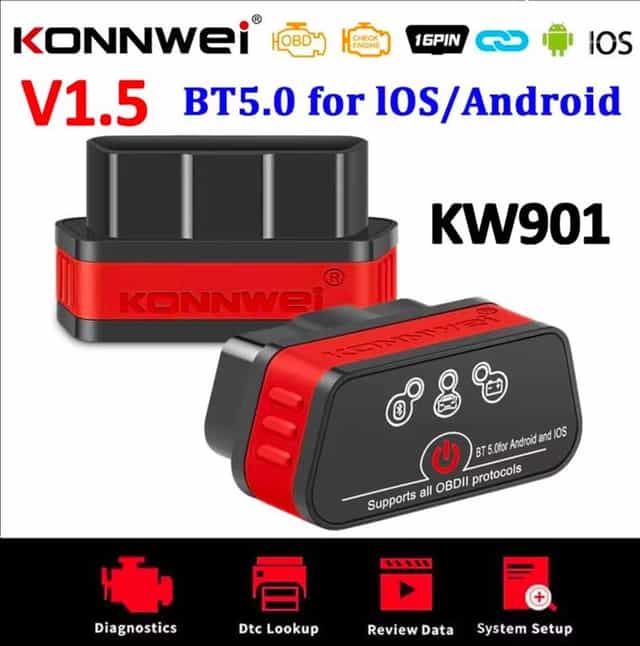 KONNWEI KW901 Bluetooth 5.0 interfejs diagnostyczny dla iPhone Android