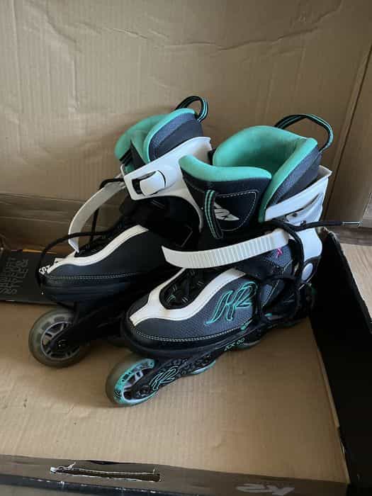 Łyżworolki rolki K2 czarno zielono białe 38 24,5cm