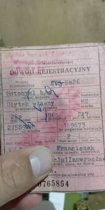 MZ 250 dowód kolekcjonerski