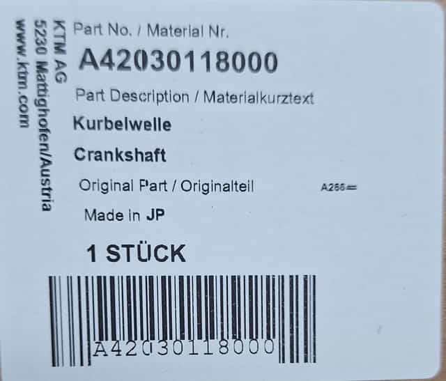 Wał z korbowodem KTM SX 125.