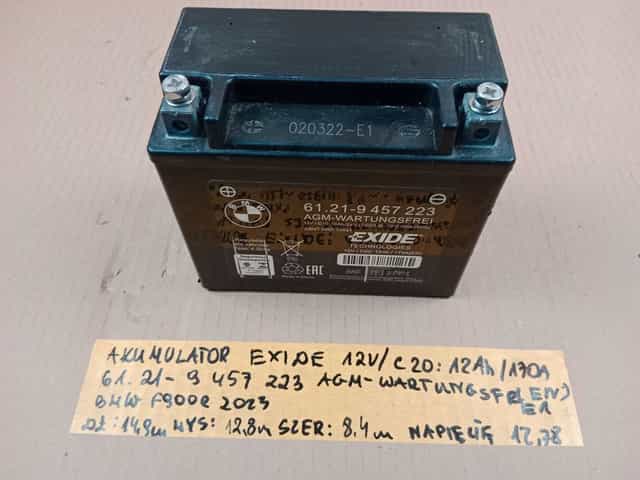 Akumulator Motocyklowy EXIDE 61 . 21- 9 AGM-WARTUNGSFRE 12V / C10 10Ah