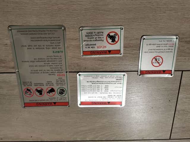 Tabliczki ostrzegawcze blotnik quad atv YAMAHA GRIZZLY KODIAK