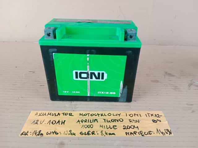 Akumulator Motocyklowy IONI ITX12-BS 12V 10AH Napięcie 14.69 V