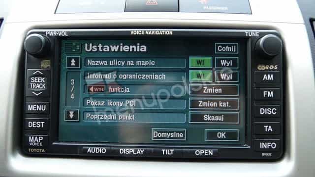 Menu Polskie Lektor Polski Lexus Toyota Mapa Nawigacja Avensis Verso