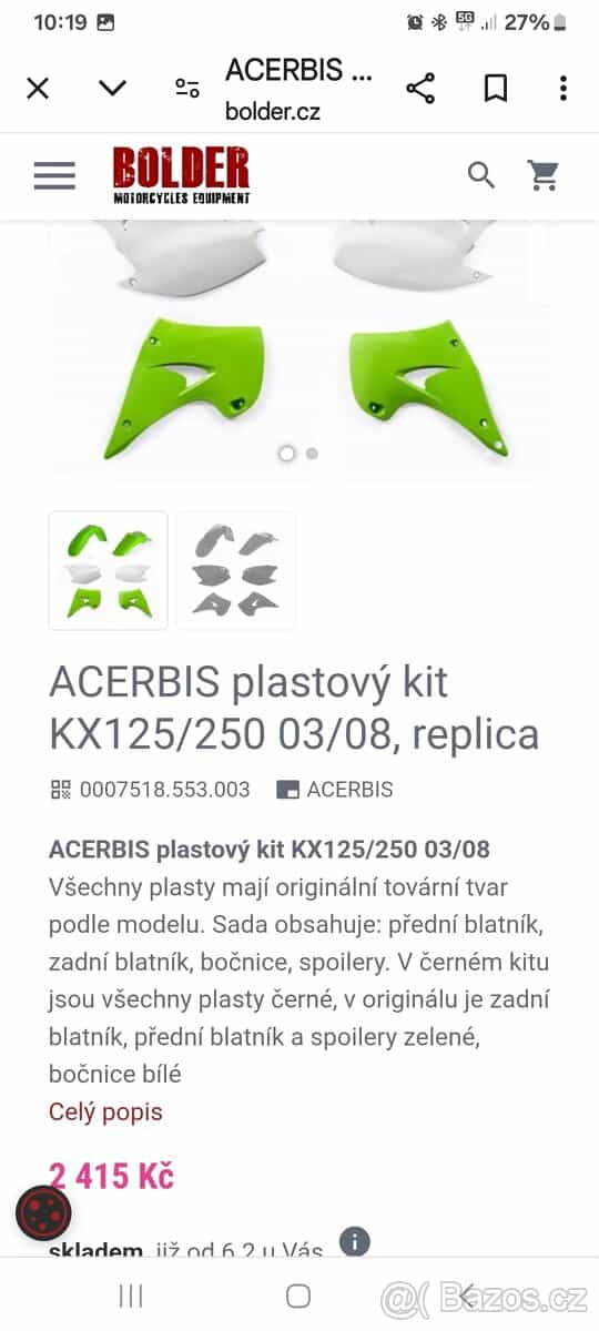 Spojlery KX 250 2003 prsíčka