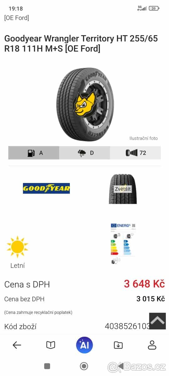 goodyear wrangler territory 255/65r18 111h