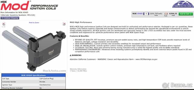 Zapalovací svíčky (32x) a cívky NGK 5.7 HEMI V8 (8x)