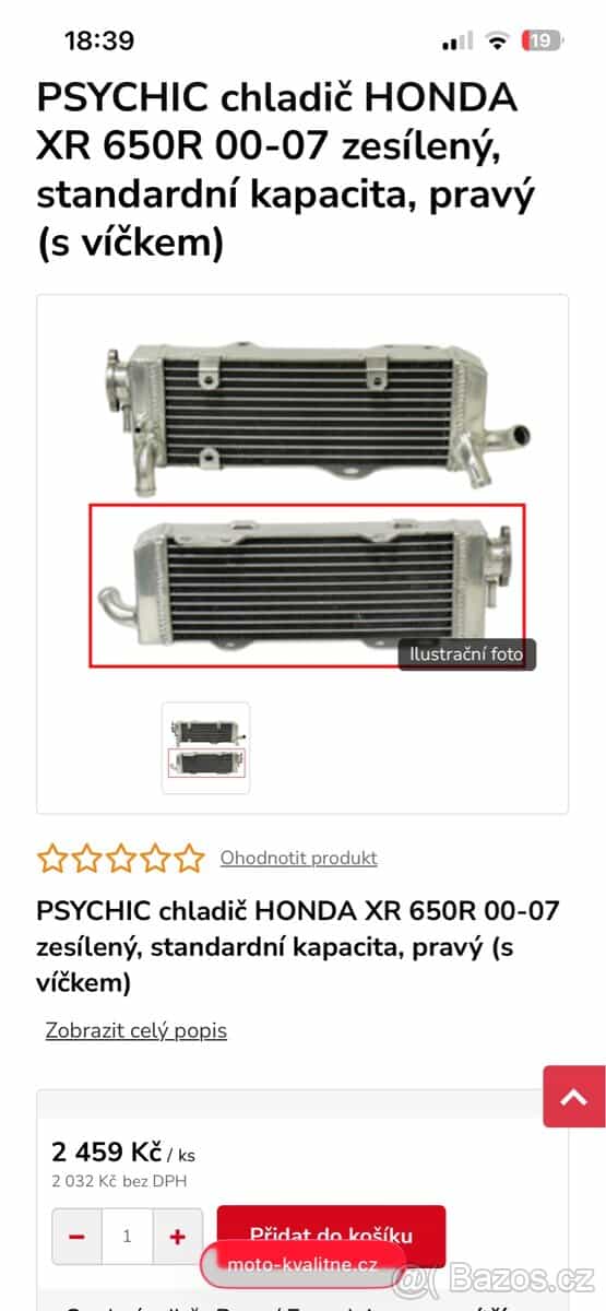 Honda xr 650r chladič