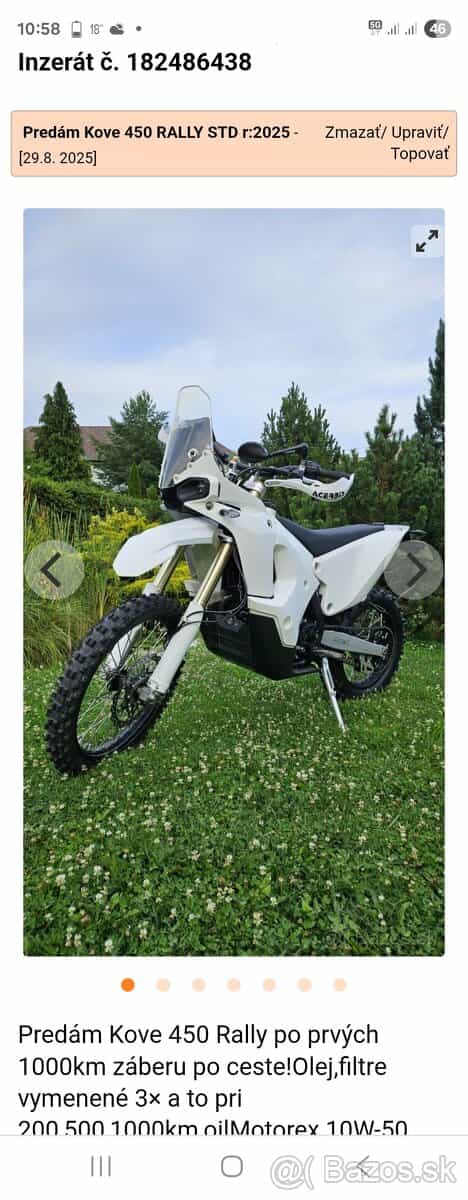 Predám Kove 450 RALLY STD r:2025