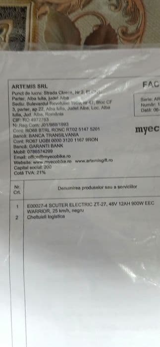 Scuter electric Ztek nou