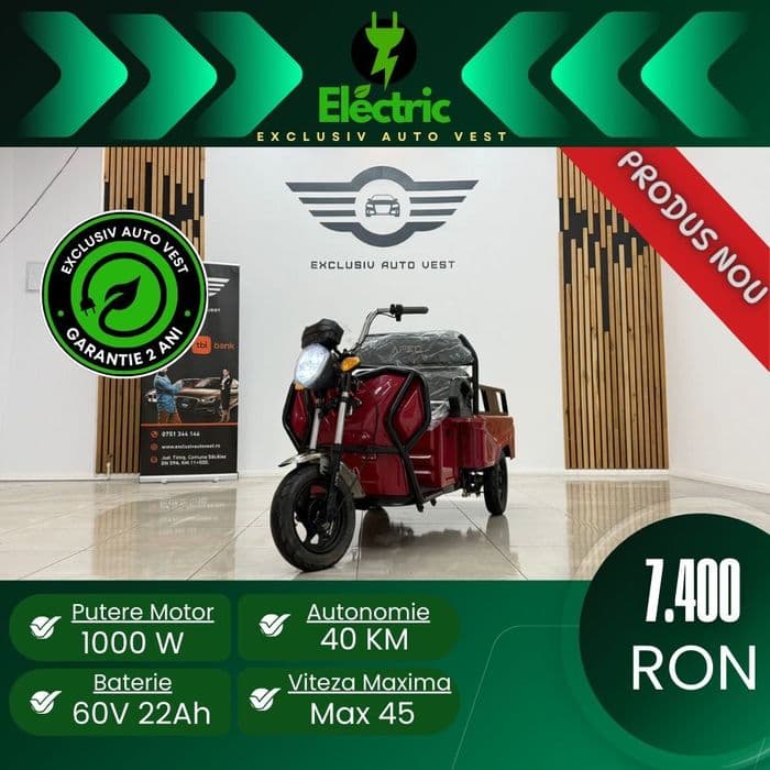 Tricicluri electrice fara permis, scutere electrice , atv uri