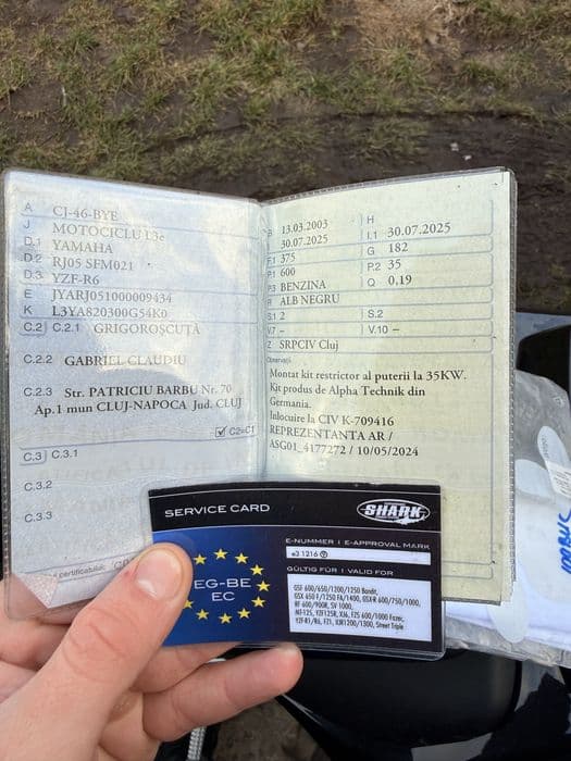 YAMAHA R6 2003 Limitat 35KW  A2 nu apare in talon puterea initiala
