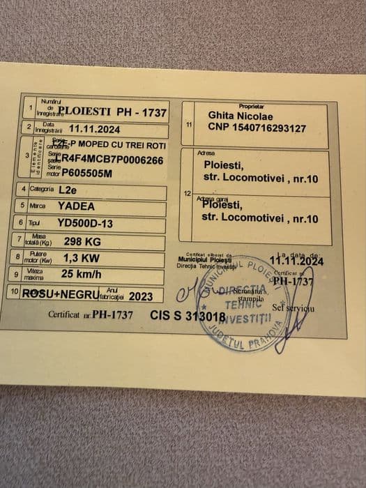 Tricicletă electrica Z-TECH ZT17, Fara permis