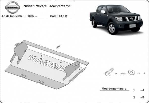 Scut motor metalic pentru Nissan Navara 1997-prezent - otel 3mm