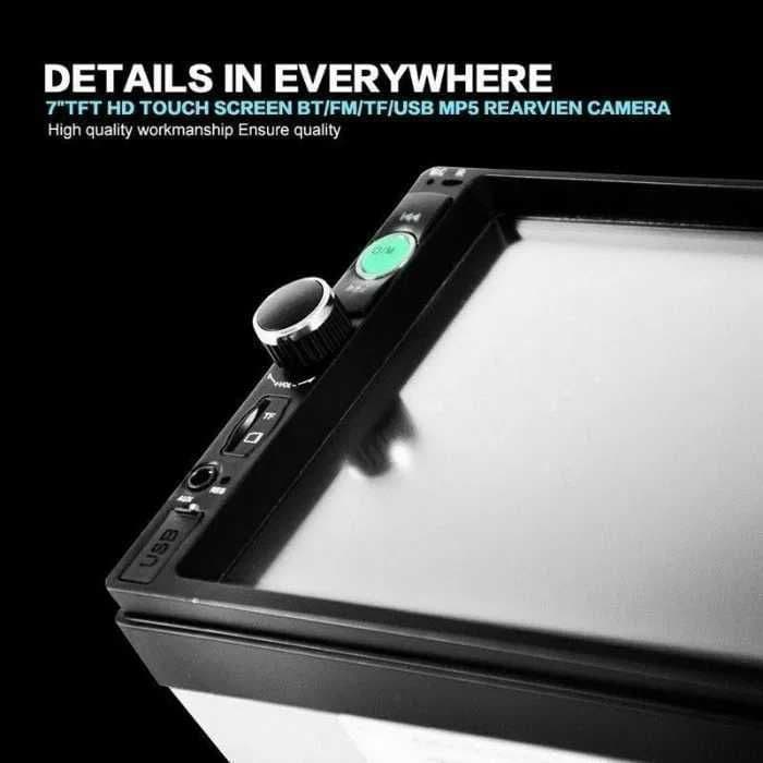 MP5 Video Player 2DIN - Bluetooth, Mirror Link, USB, 7" HD Touchscreen