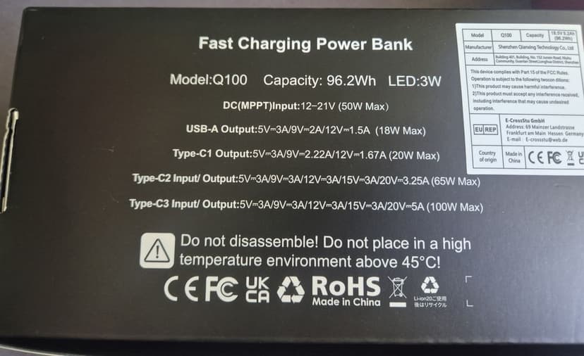 Baterie externa 100w Fast Charge 26000mAh