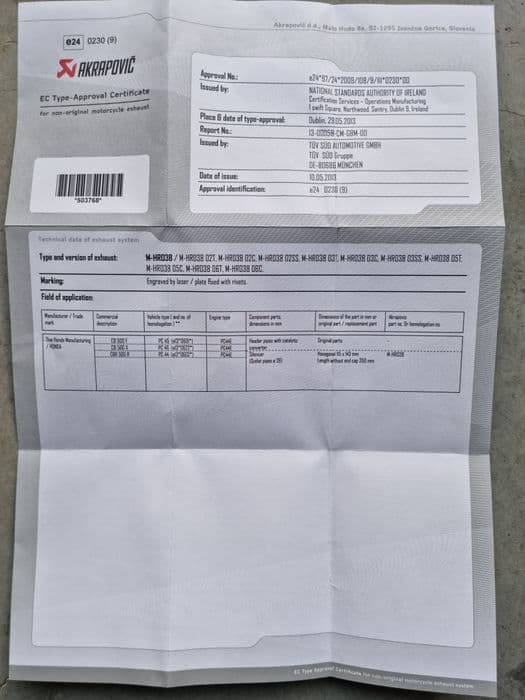 Toba Akrapovic originala! Honda CB500F , CB500X , CBR 500 toba sport