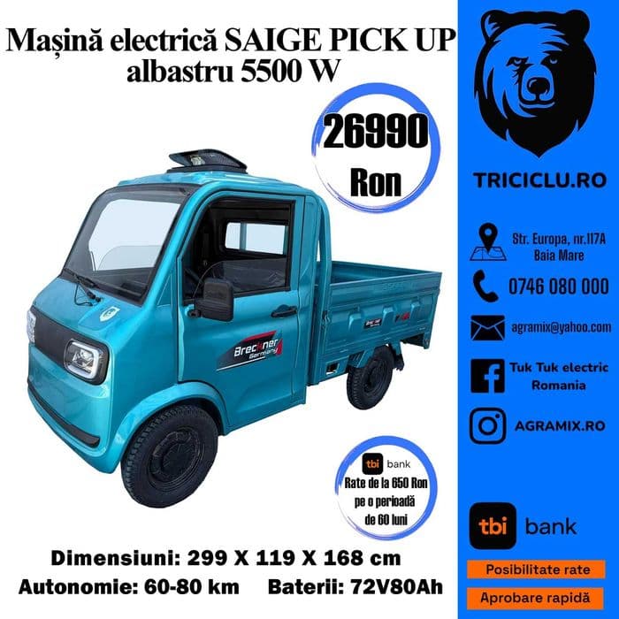 CVADRICICLU electric transport marfa SAIGE 5500 W cu permis