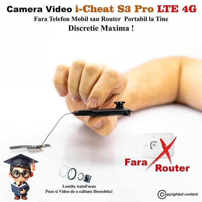 Casca de copiat cu Camera Video FARA Telefon/Router Copiat la BAC 2024
