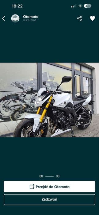 Yamaha fz8 abs 2012 przebieg 15543km