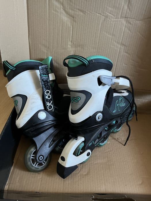 Łyżworolki rolki K2 czarno zielono białe 38 24,5cm