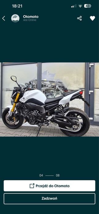 Yamaha fz8 abs 2012 przebieg 15543km