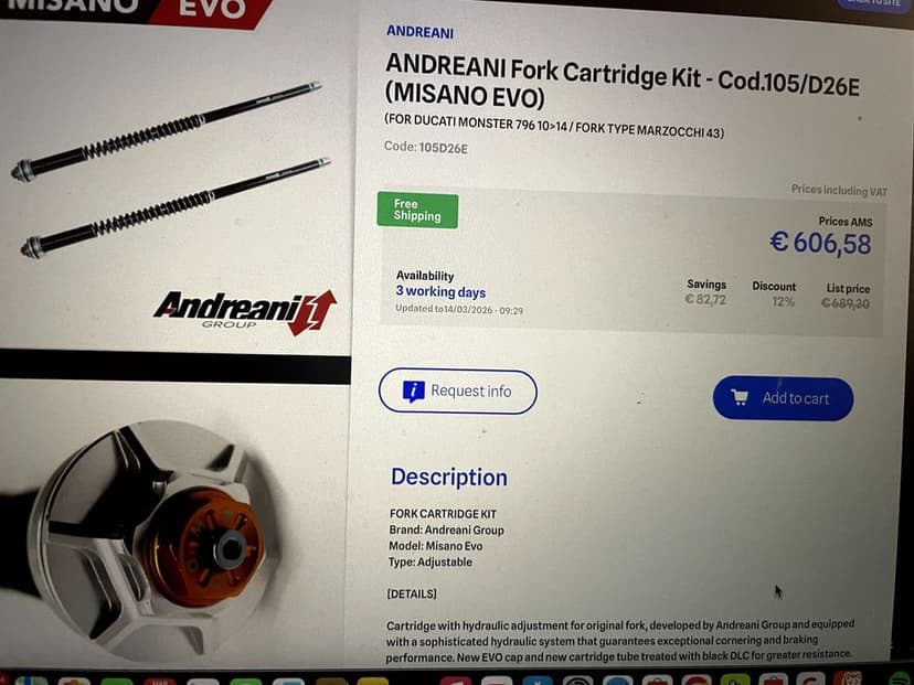 lagi wklad Ducati Monster 796  wkłady sprezeyny sport  Marzocchi 10-14