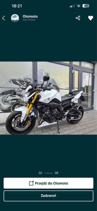 Yamaha fz8 abs 2012 przebieg 15543km
