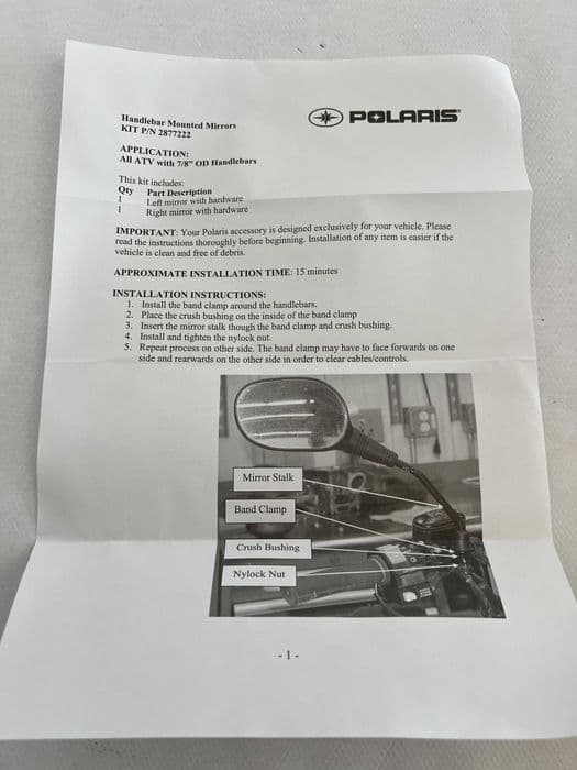 Polaris Sportsman Scrambler nowe lusterka z homologacją oryginalne OEM