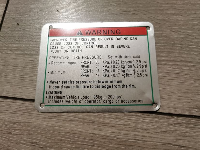 Tabliczki ostrzegawcze blotnik quad atv YAMAHA GRIZZLY KODIAK