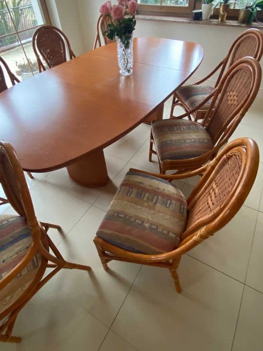 Unikatowy zestaw pięknych, klasycznych mebli ratanowych
