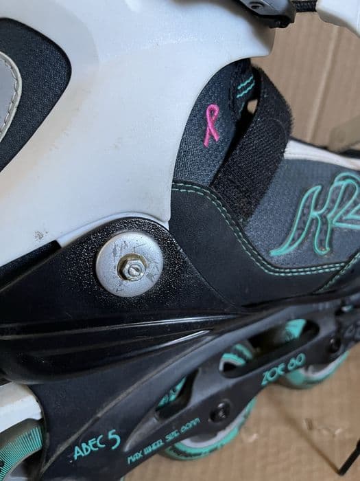 Łyżworolki rolki K2 czarno zielono białe 38 24,5cm