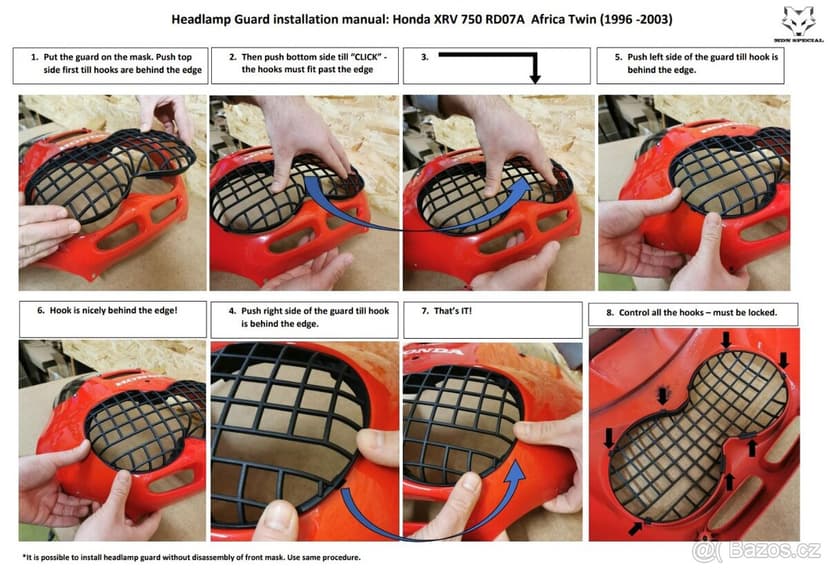 Honda XRV 750 RD07A Africa Twin Mriežka Svetlometu