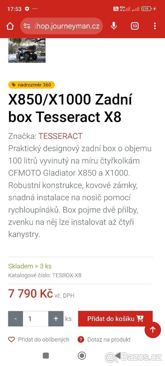 Cf moto Gladiátor , zadní box