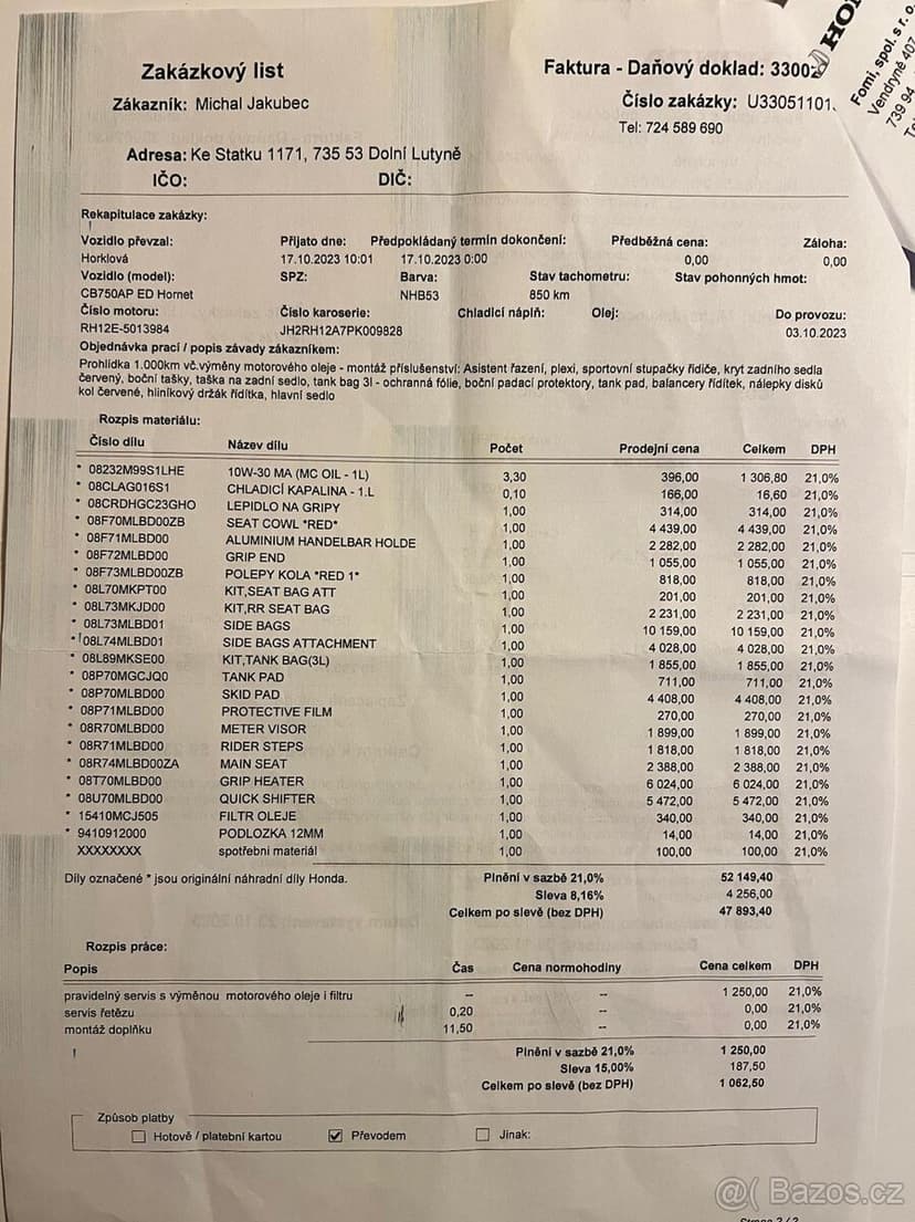 HONDA CB 750 HORNET | 2023 | PLNÁ VÝBAVA | TOP STAV