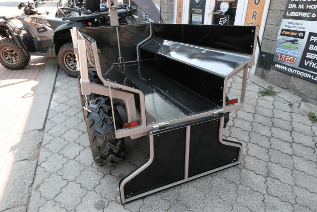 Vozík za čtyřkolku dvounápravový kovový, plechový Shark WOOD