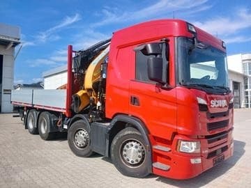Scania G410 B - 8x4 – Valník + HR-EFFER 525/6S + JIB 6S
