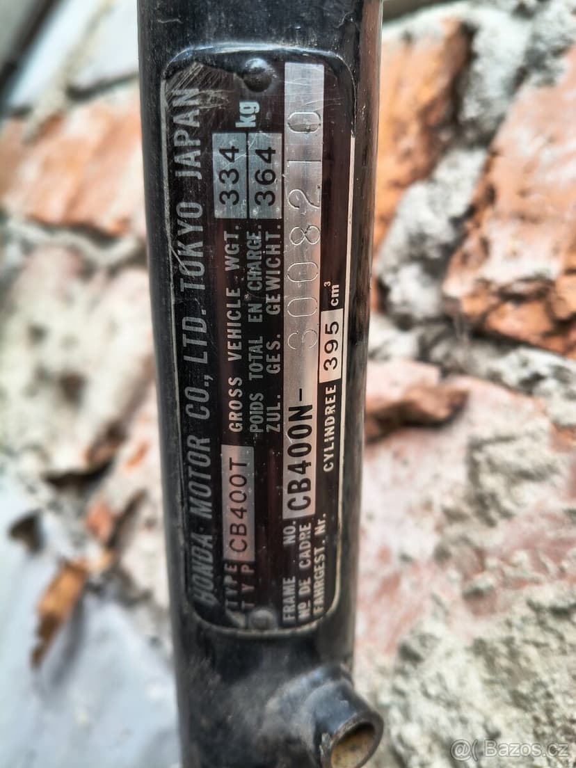 Rám s doklady - Honda CB 250N, CB 400N, CB450N