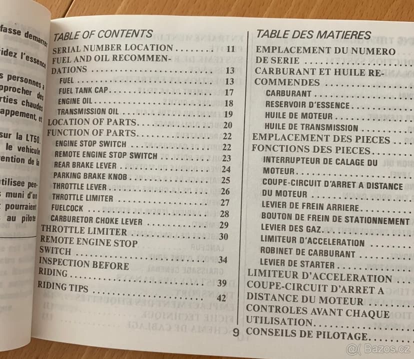 Manuál SUZUKI LT50, 90. léta