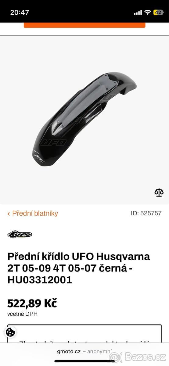 Přední blatníky Husqvarna