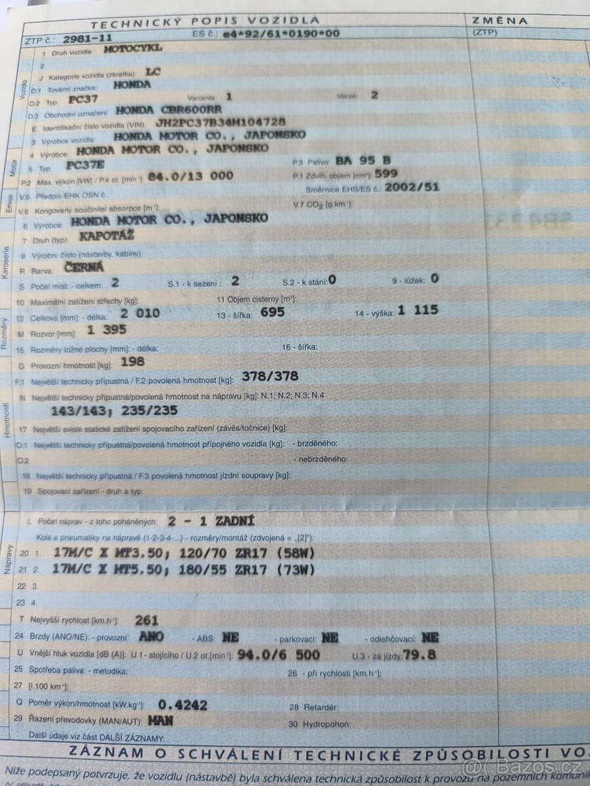 Honda CBR 600RR (PC37) – 33 600 km