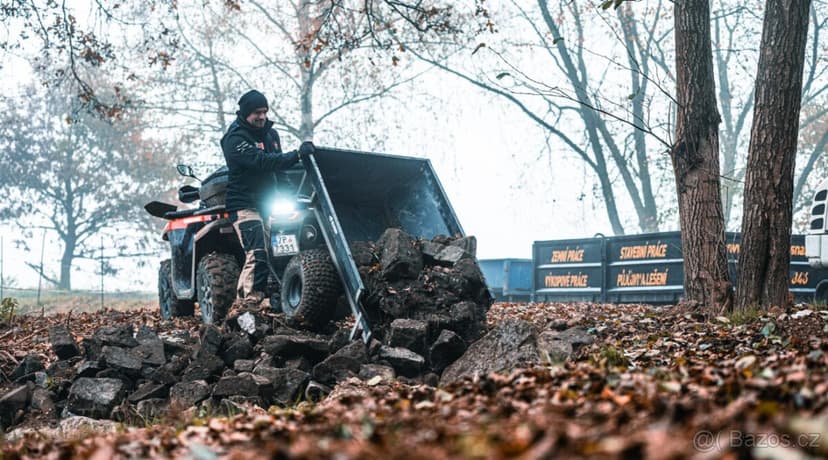 Vozík za čtyřkolku kovový, plechový Shark WOOD 550, černý