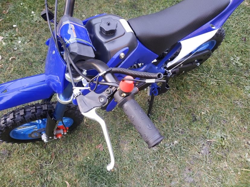 Nová benzínová dětská minikroska modrá 49ccm 10"kola