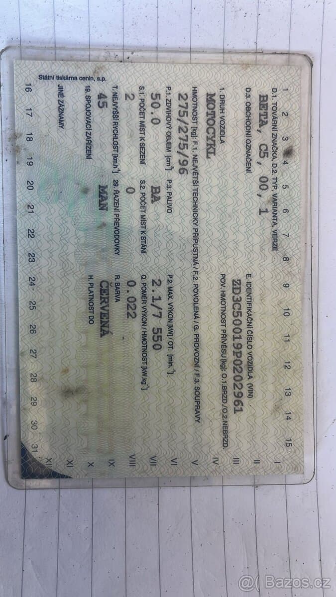 Motocykl Beta C5 50ccm od 15 let | Zvyseny vykon